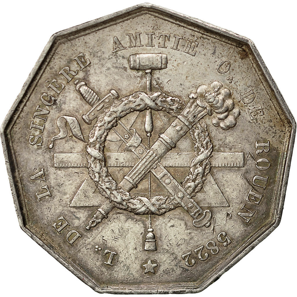 France, Jeton, Franc-Maçonnerie, Orient de Rouen, La Sincère Amitié, 1822