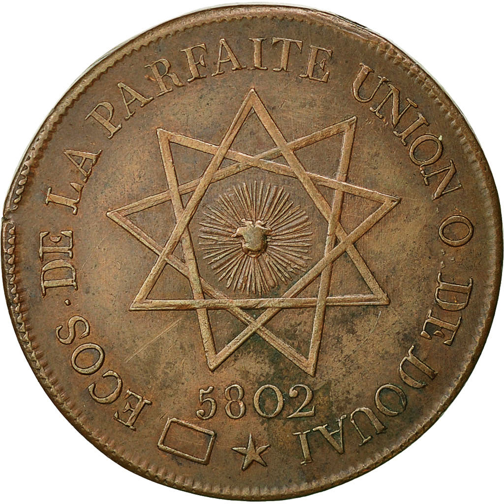 France, Token, Franc-Maçonnerie, Orient de Douai, La Parfaite Union, 1802