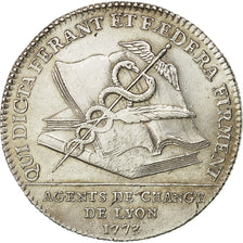 France, Token, Louis XV, Agents de Change de Lyon, 1773, AU(50-53), Silver