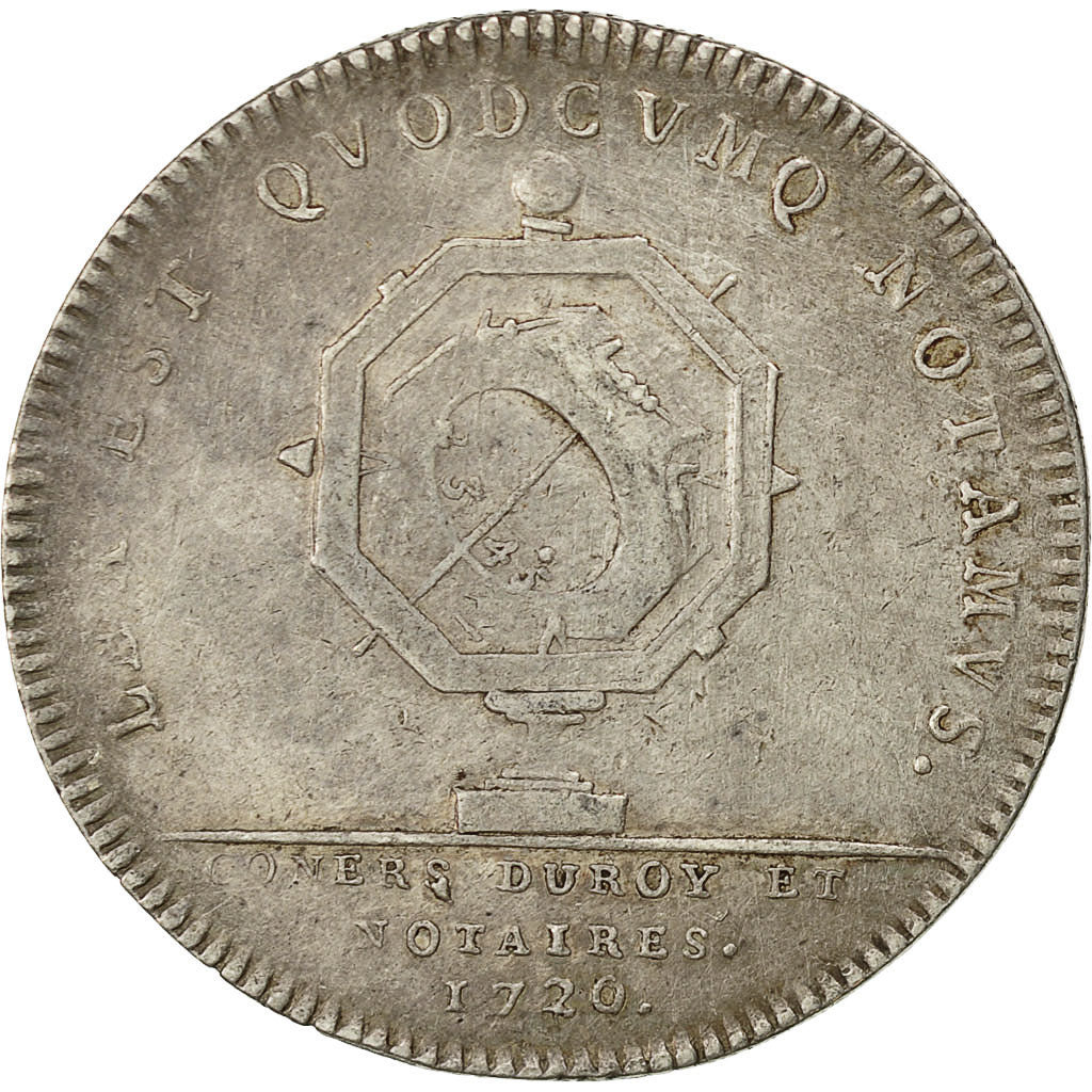 Francia, Token, Louis XV, Notaires Royaux de Paris, 1720, SPL-, Argento