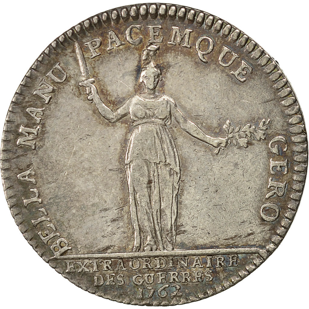 Francia, Token, Louis XV, Extraordinaire des Guerres, 1762, MBC+, Plata