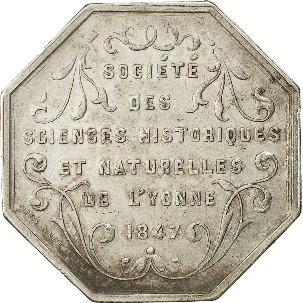 France, Token, Bourgogne, Société des Sciences Naturelles de l'Yonne, 1847