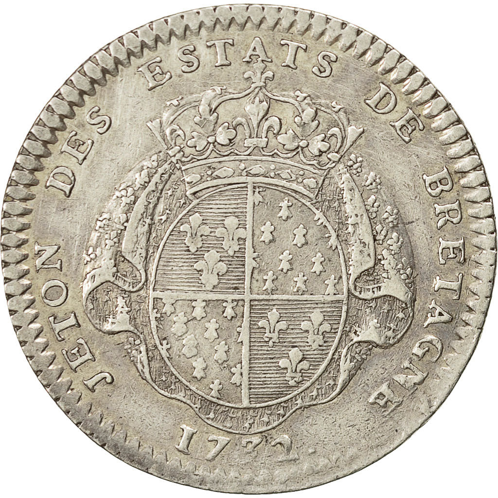Francia, Token, Louis XV, Etats de Bretagne, Rennes, 1732, Duvivier, BB+