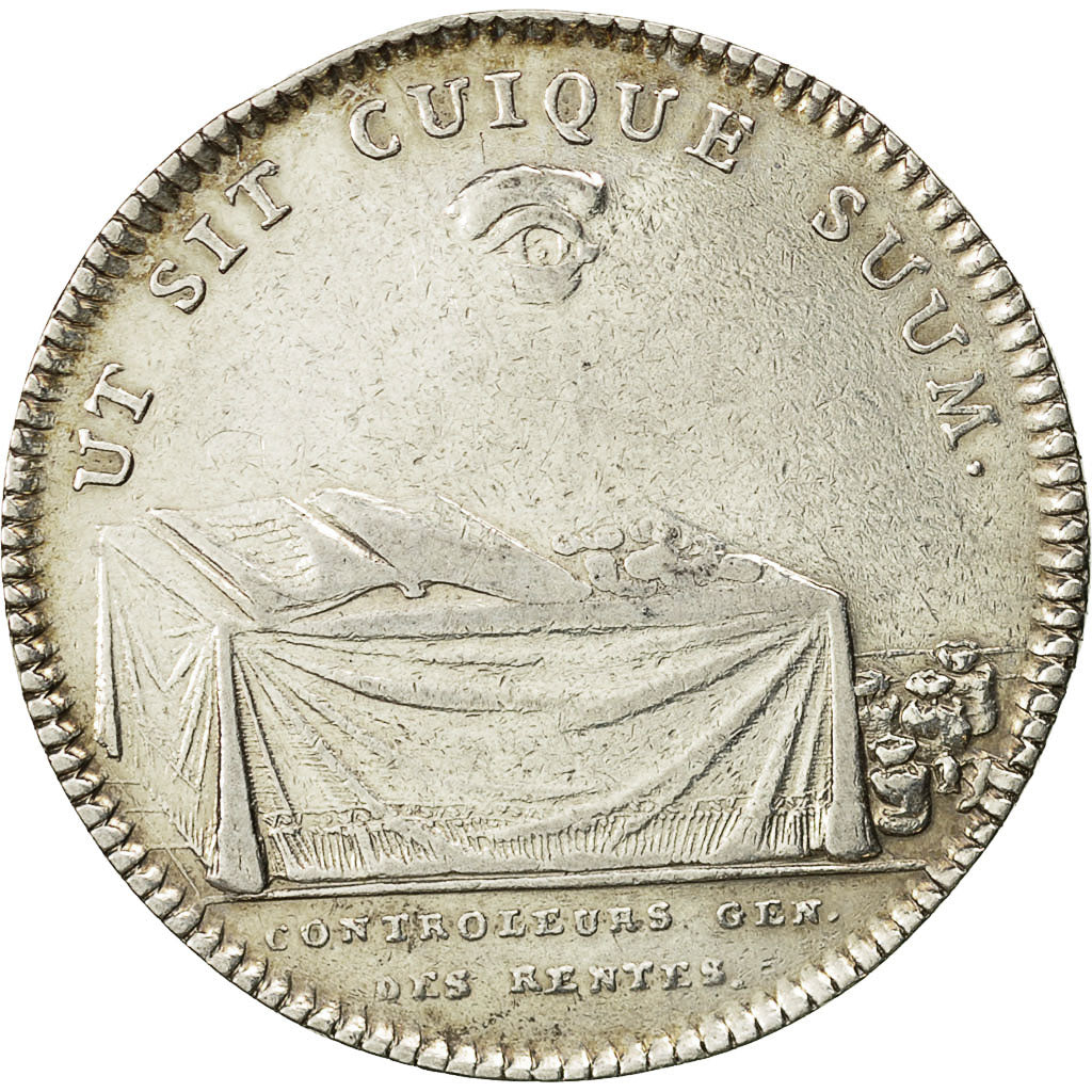 Francia, Token, Louis XV, Controleurs, Payeurs des Rentes, Undated, BB+