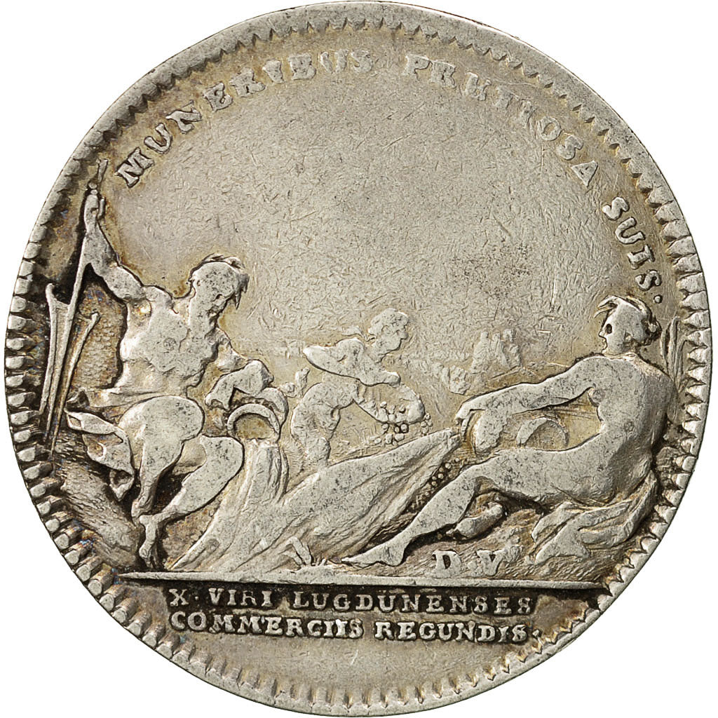 France, Token, Chambre de Commerce de Lyon, Undated, VF(30-35), Silver