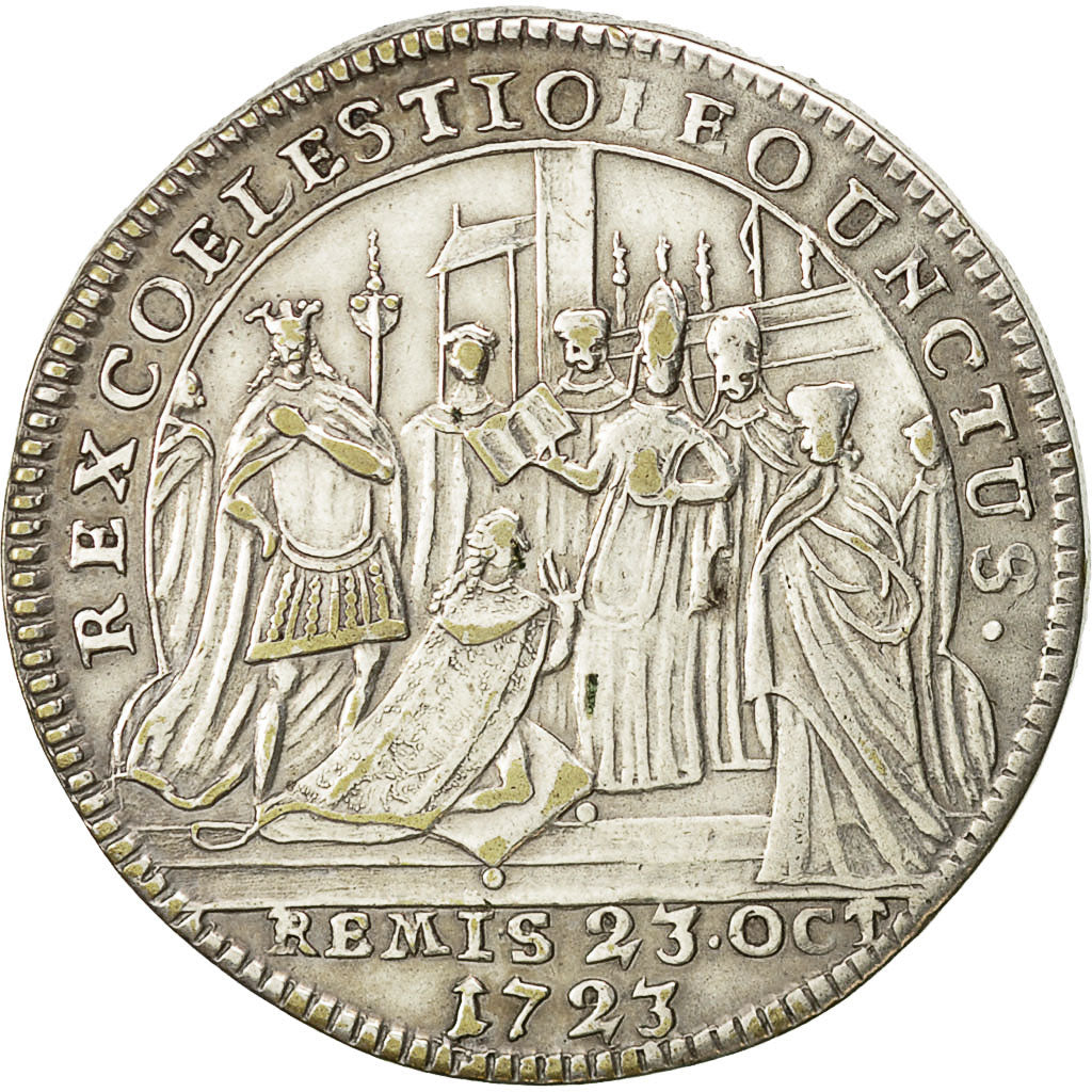 France, Token, Sacre de Louis XV à Reims, 1723, EF(40-45), Silver