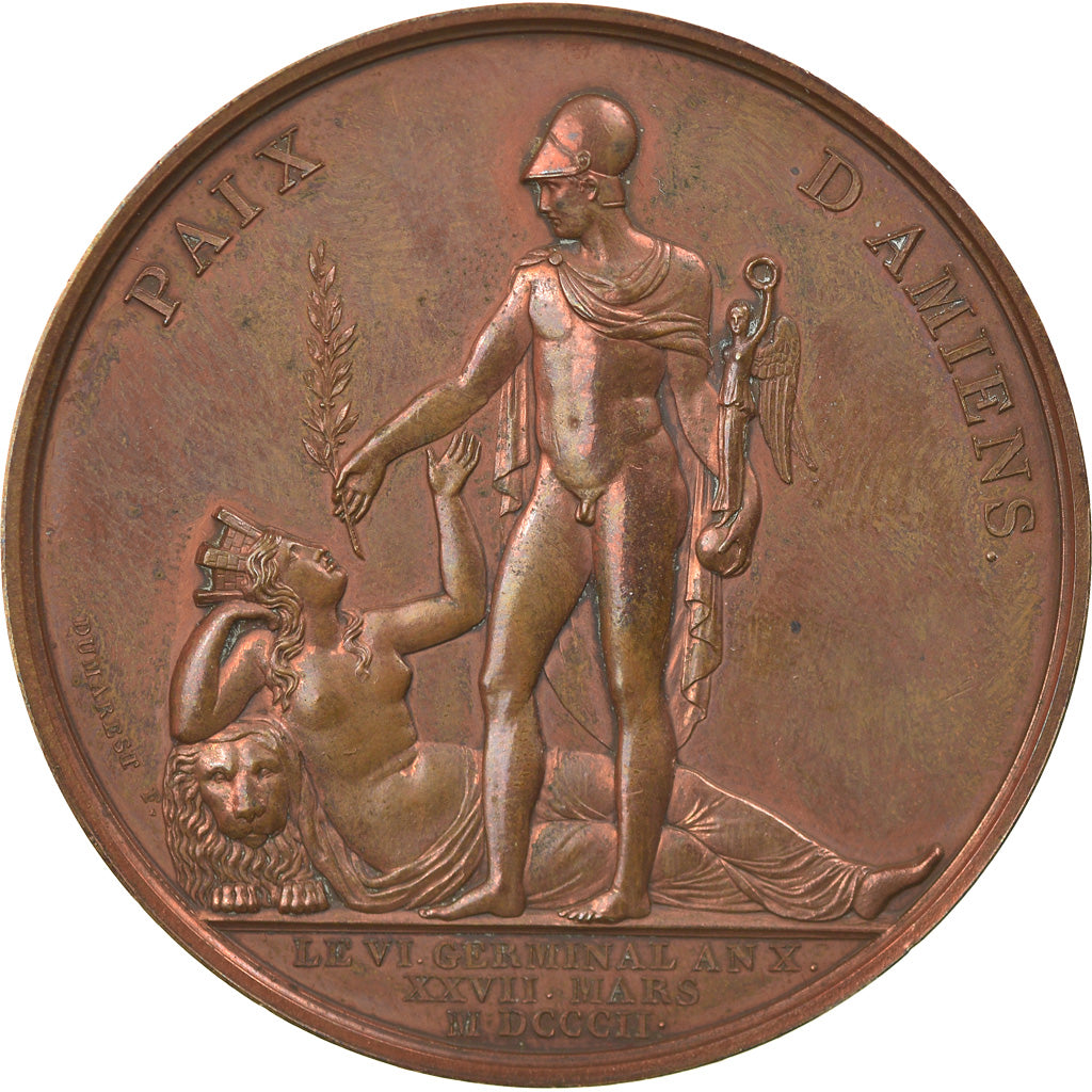 França, Medal, Napoleon Bonaparte , Paix d'Amiens, História, 1802, Dumarest