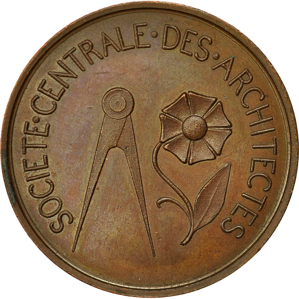 France, Medal, Société Centrale des Architectes, Undated, Oudiné, TTB+