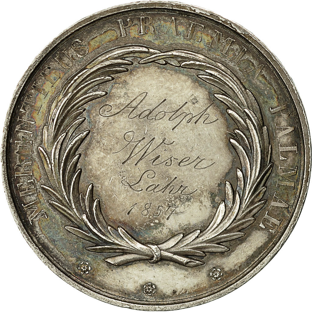 Allemagne, Medal, Baden School, Friedrich Ier, 1857, kachel, SUP, Argent