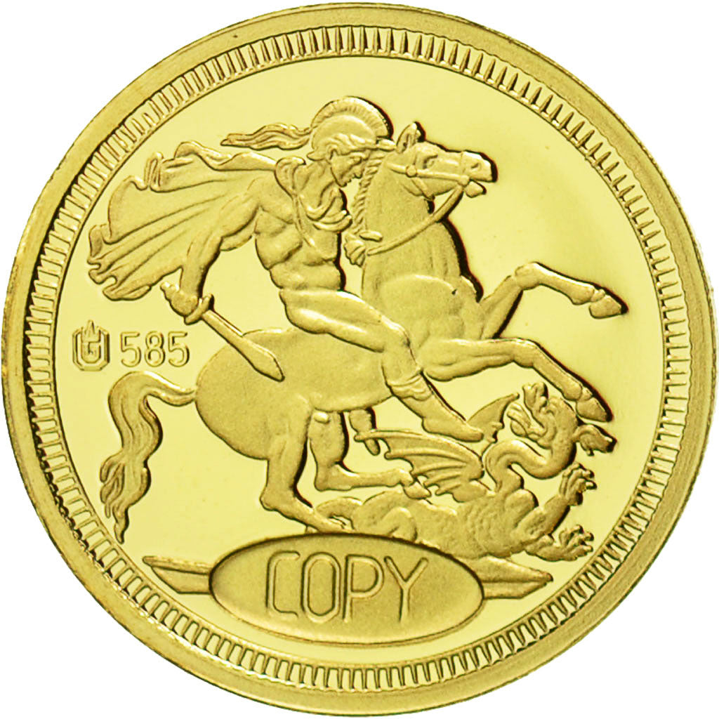Francia, Medal, Elizabeth II, Reproduction Souverain, FDC, Oro