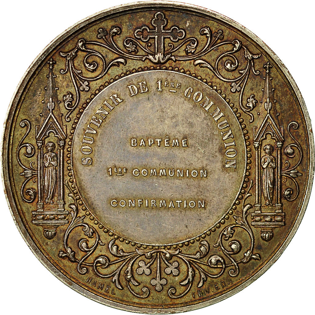France, Medal, 1ère Communion, Paroisse de St Séverin, Hamel, AU(50-53)