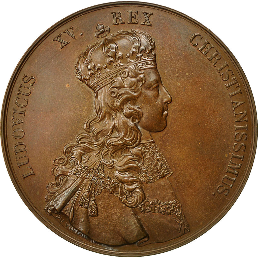 France, Medal, Sacre de Louis XV à Reims, Duvivier, SUP+, Bronze