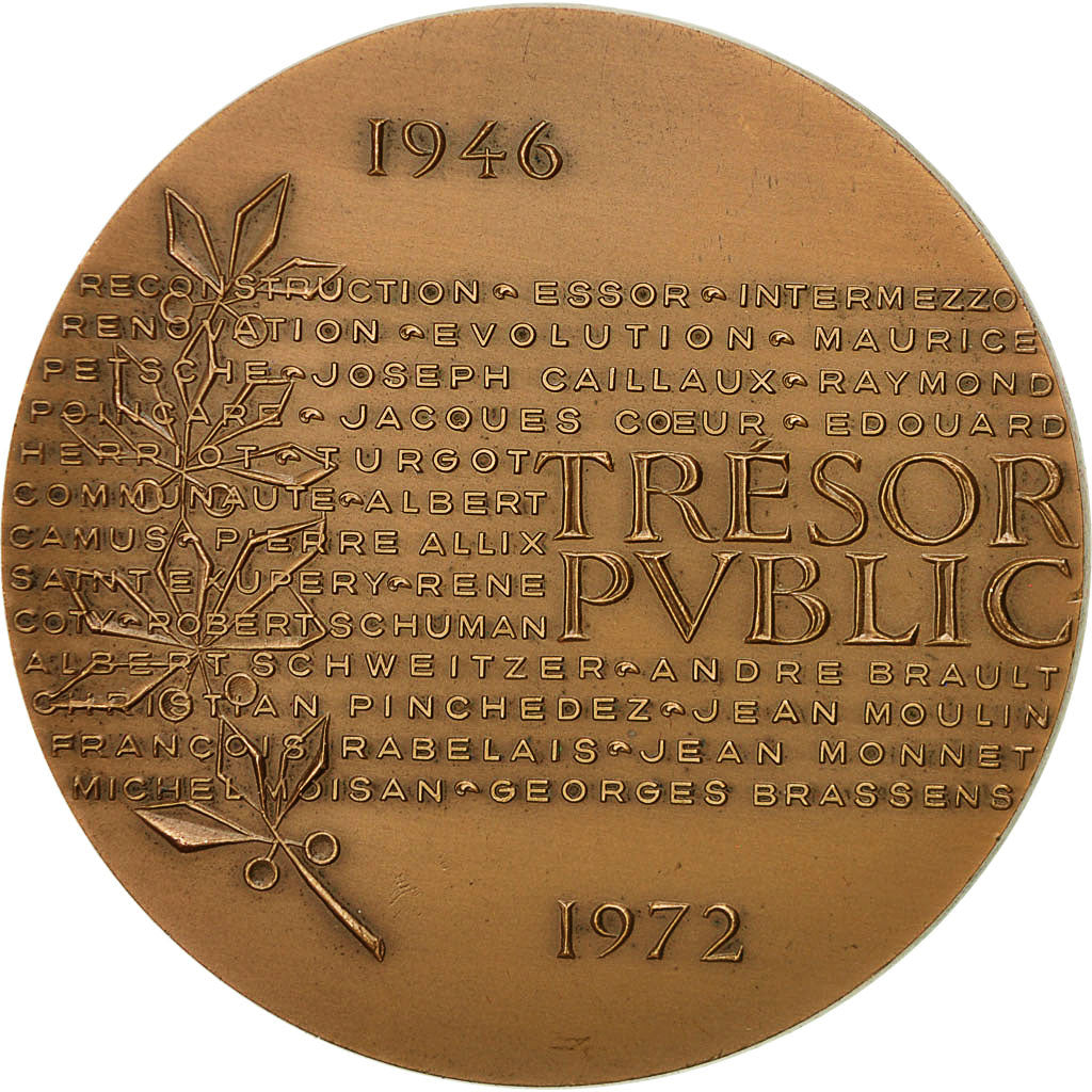 France, Medal, Ecole Nationale du Trésor Public, 1973, SUP+, Bronze
