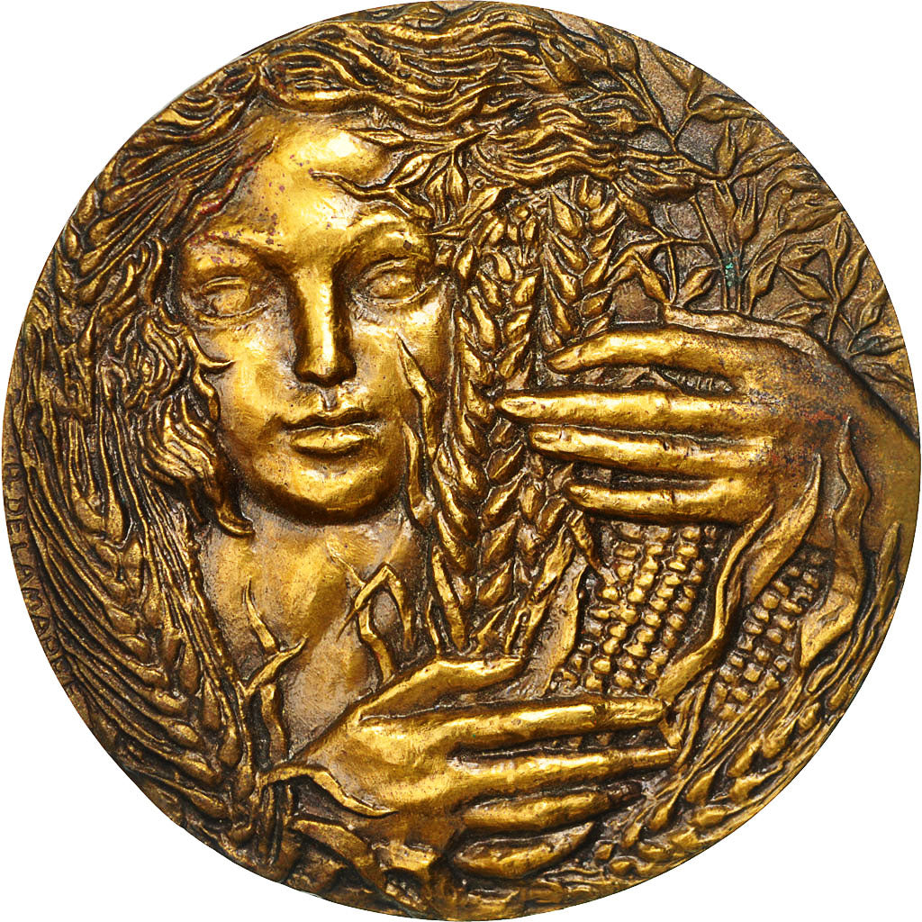 France, Medal, Coopératives Agricoles de Céréales, Femme, 1970, Delamarre