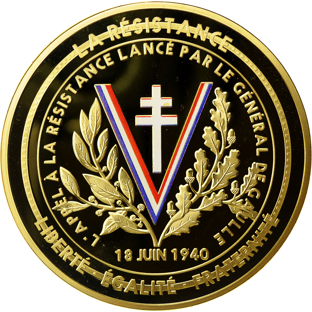 Francia, Medal, L'Appel à la Résistance, 18 Juin 1940, SC+, Copper Gilt