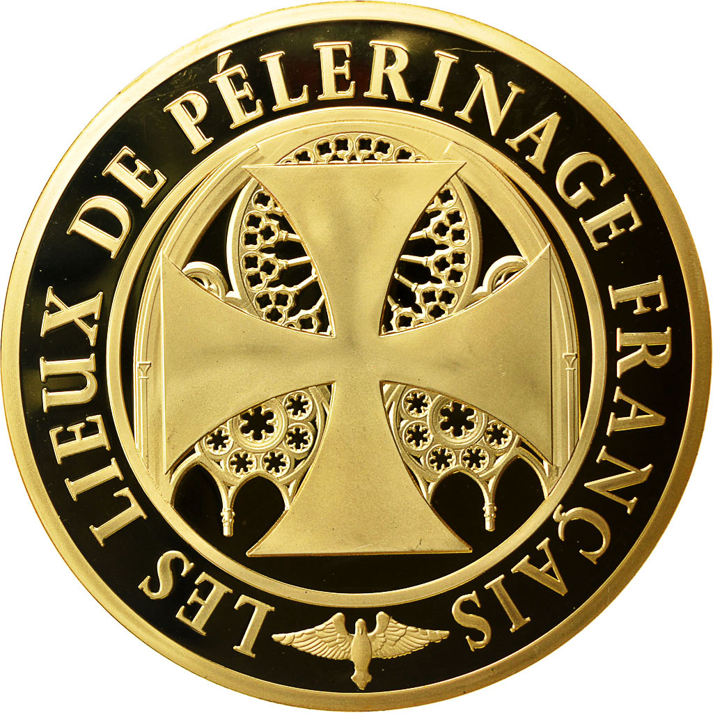 France, Medal, Lourdes, Lieu de Pélerinage Français, MS(64), Copper Gilt