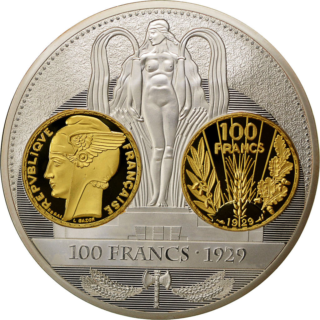 France, Médaille, Histoire de la Monnaie Française, 100 Francs Bazor 1929