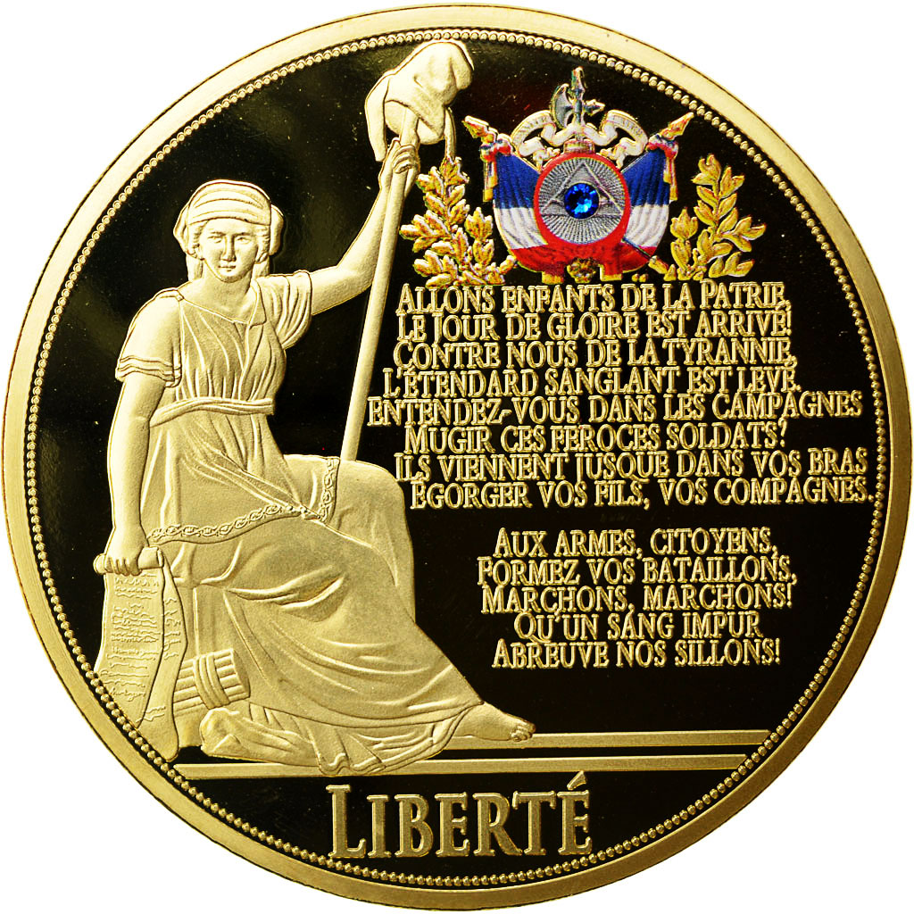 France, Médaille, Marianne, La Marseillaise, FDC, Copper Gilt