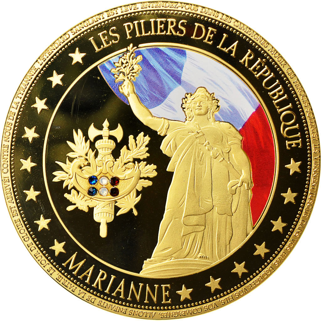Frankrijk, Medaille, Les piliers de la République, Marianne, FDC, Copper Gilt
