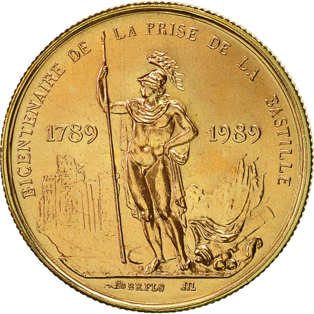 France, Medal, Révolution Française, Prise de la Bastille, MS(65-70), Gilt