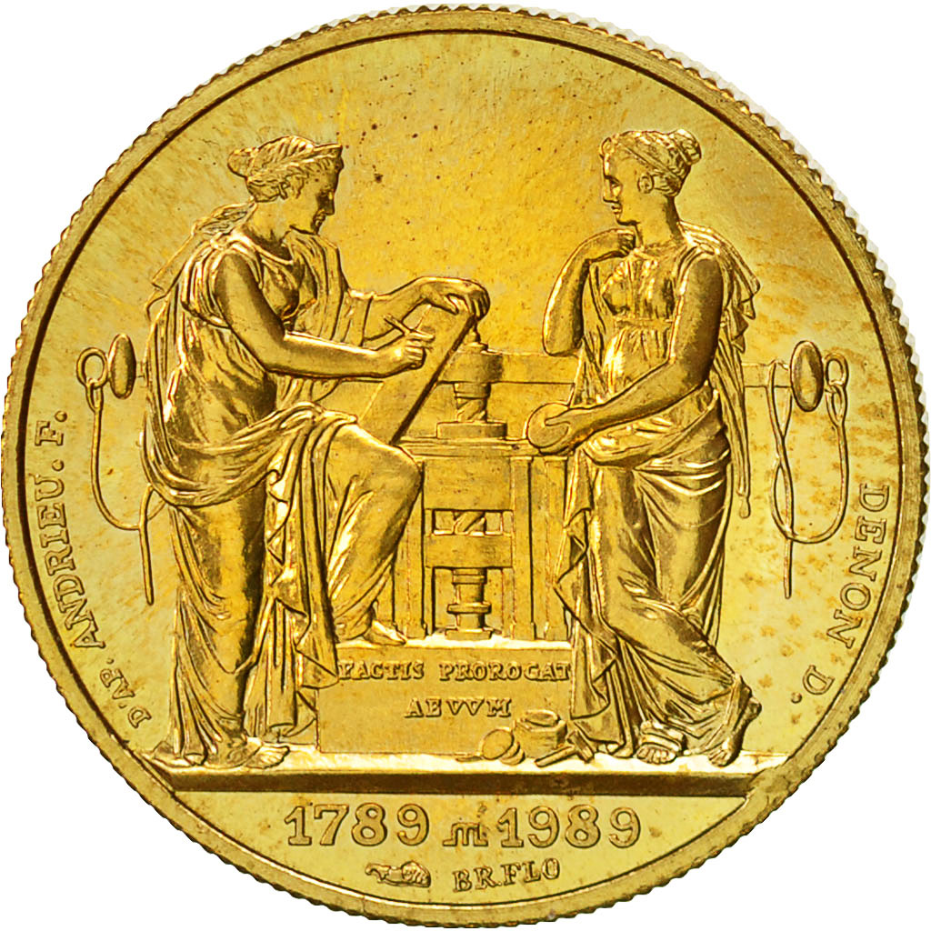 France, Médaille, Révolution Française 1789, FDC, Gilt Bronze
