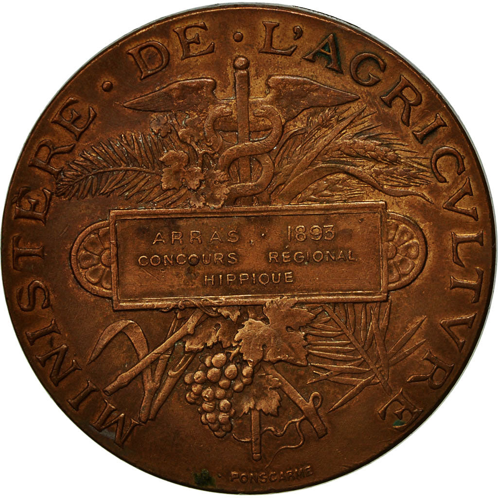 France, Medal, Ministère de l'Agriculture, Concours Hippique, Arras, 1893