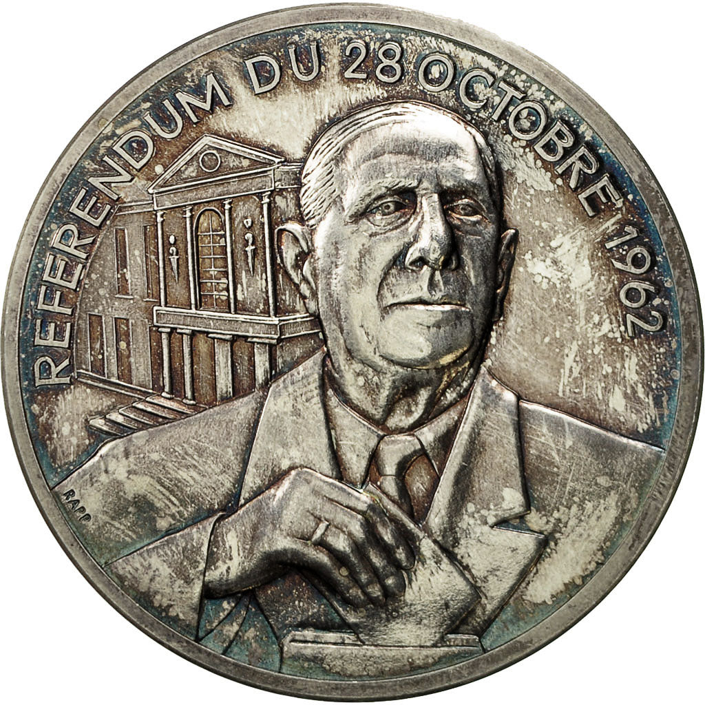 France, Medal, De Gaulle, Référendum du 28 Octobre 1962, 1970, MS(63), Silver