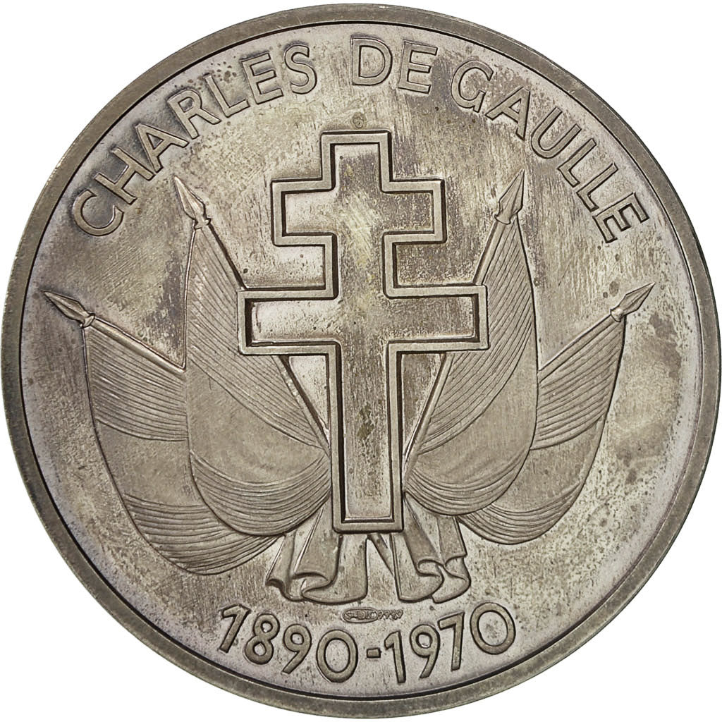 France, Medal, De Gaulle, Le 1er Gouvernement, 1970, MS(63), Silver