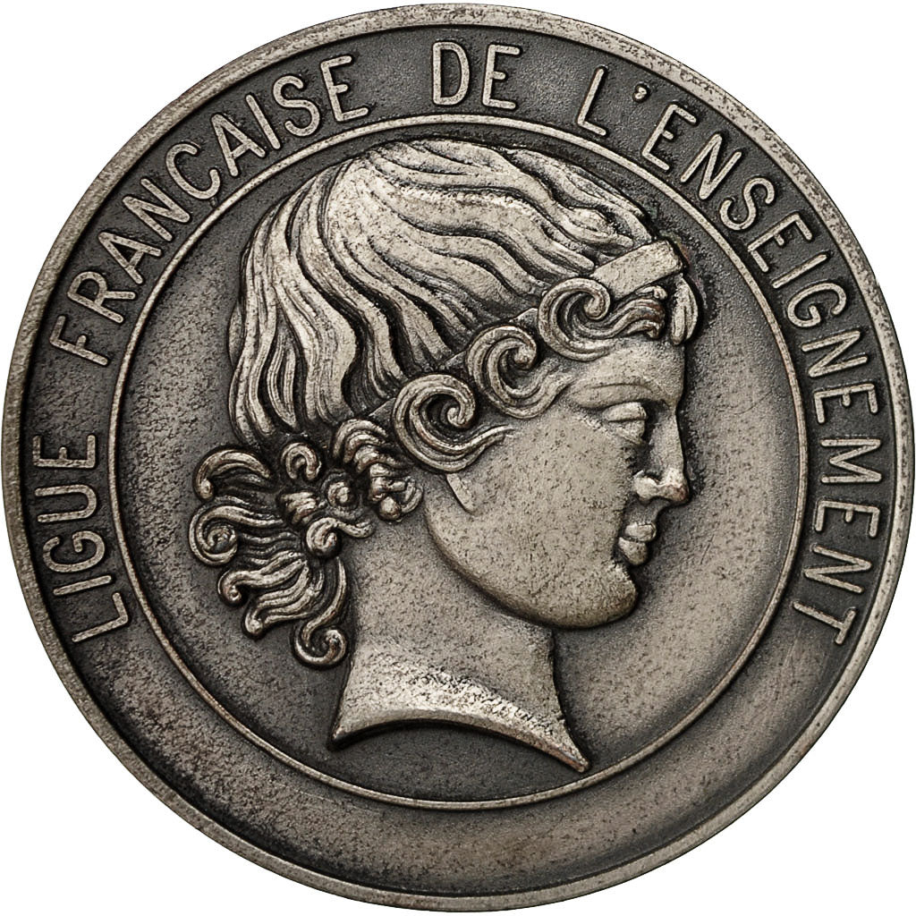 Francja, Medal, Ligue Française de L'Enseignement, AU(55-58), Brąz posrebrzany