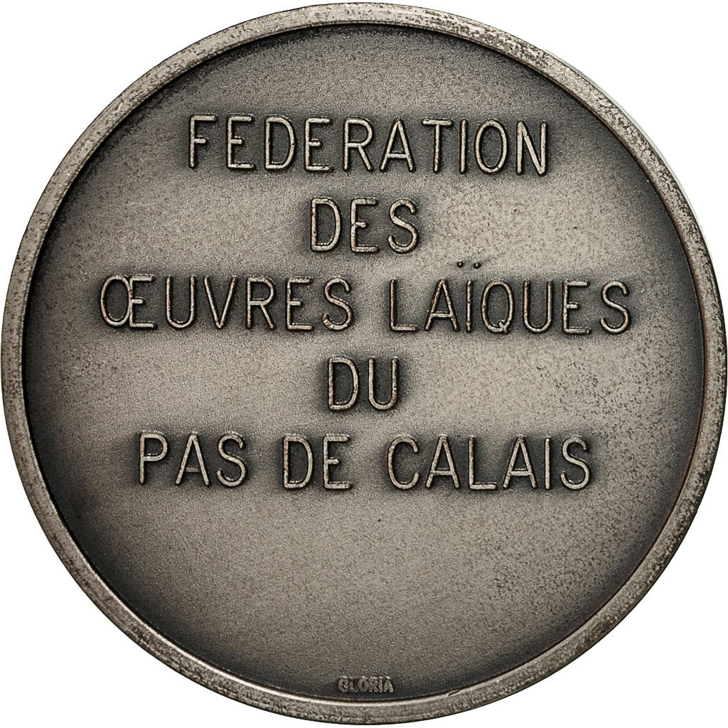 Francja, Medal, Ligue Française de L'Enseignement, AU(55-58), Brąz posrebrzany