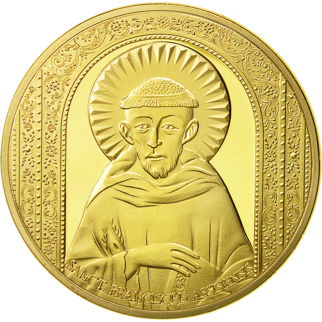 Vatican, Medal, Saint François d'Assise, MS(65-70), Copper Gilt