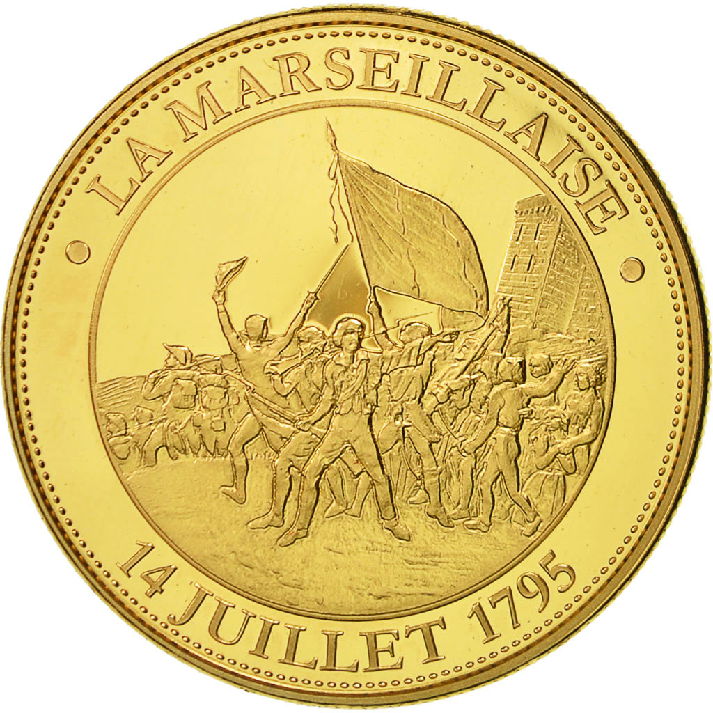 Francia, medaglia, Révolution Française, La Marseillaise, FDC, Rame dorato