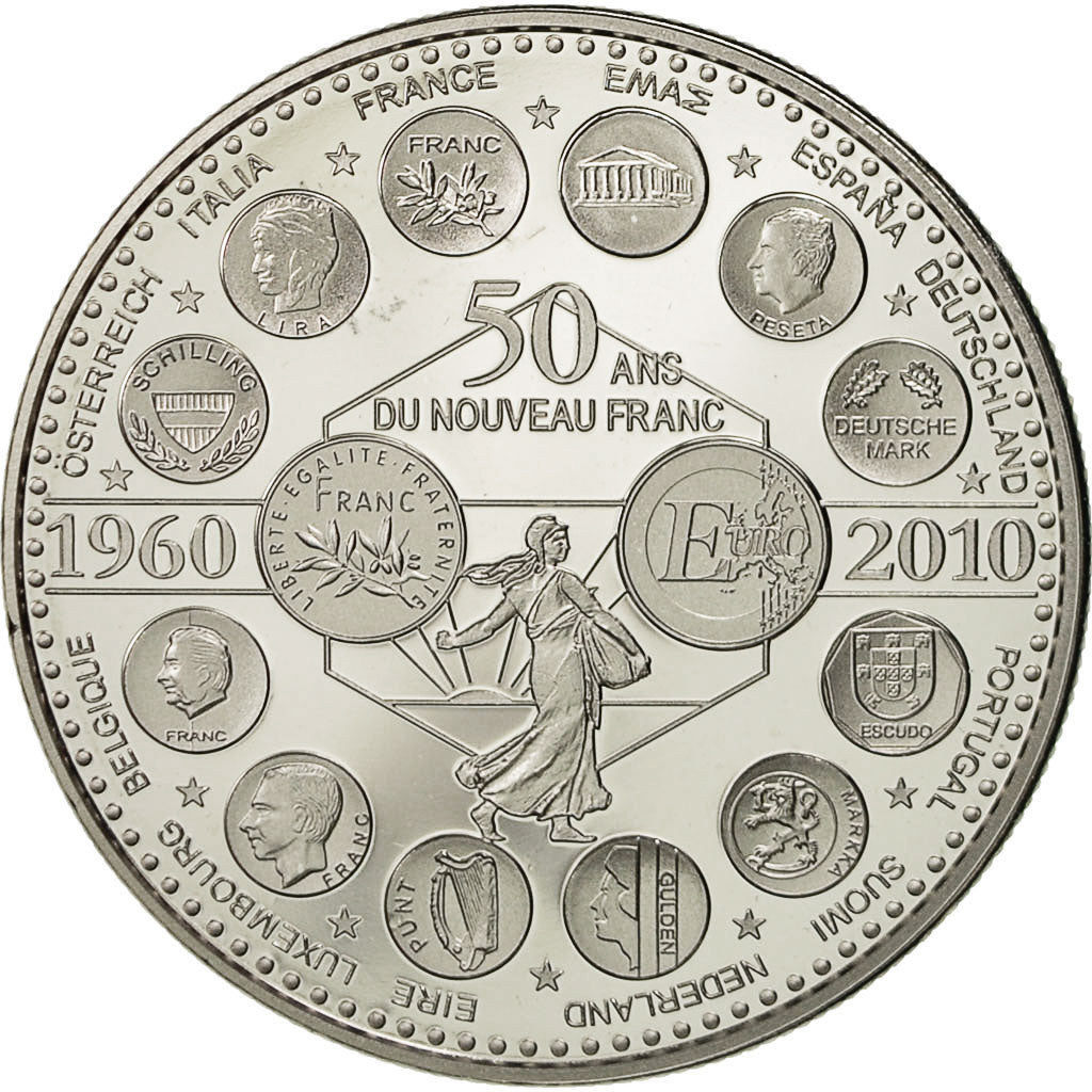 Francia, medaglia, L'Europe des XXVII, 50 ans du nouveau Franc, 2010, SPL+