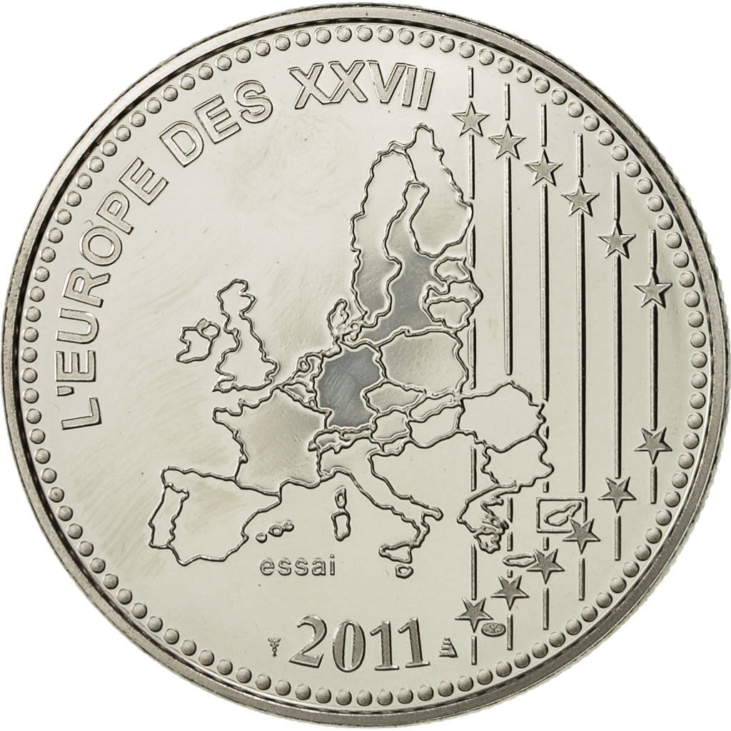 Francja, Medal, L'Europe des XXVII, Bienvenue à l'Estonie, 2011, MS(64), Nikiel
