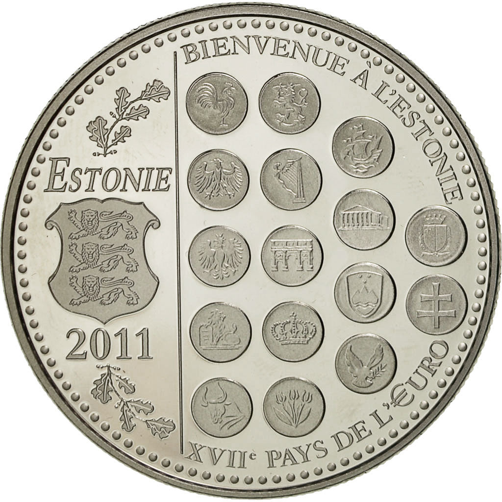 Francja, Medal, L'Europe des XXVII, Bienvenue à l'Estonie, 2011, MS(64), Nikiel
