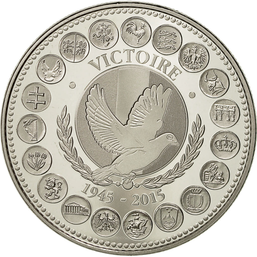 Francja, Medal, L'Europe des XXVII, La Victoire, 2015, MS(64), Nikiel