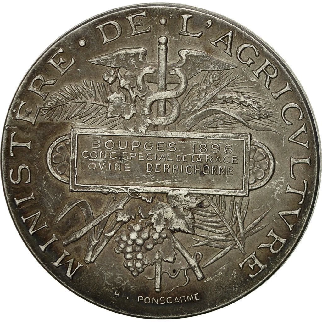 Francja, Medal, Concours Agricole, Bourges, Marianne, 1896, Ponscarme