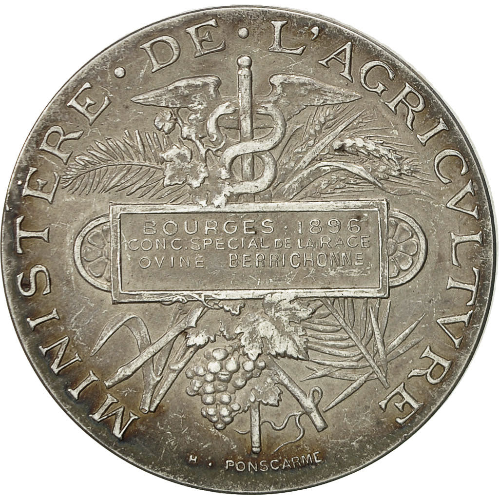 Frankreich, Medaille, Concours Agricole, Bourges, Marianne, 1896, Ponscarme, VZ