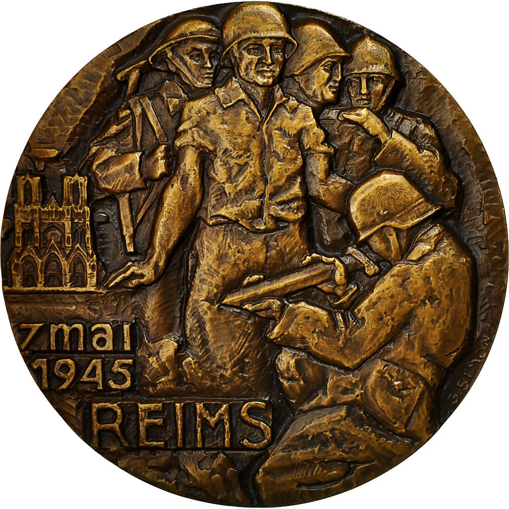 France, Médaille, Capitulation des allemands à Reims le 7 mai, 1985, Simon