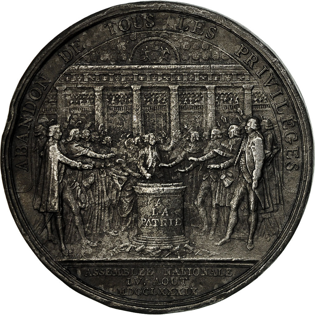 Francia, medaglia, Révolution française,Abandon des Privilèges, 1789