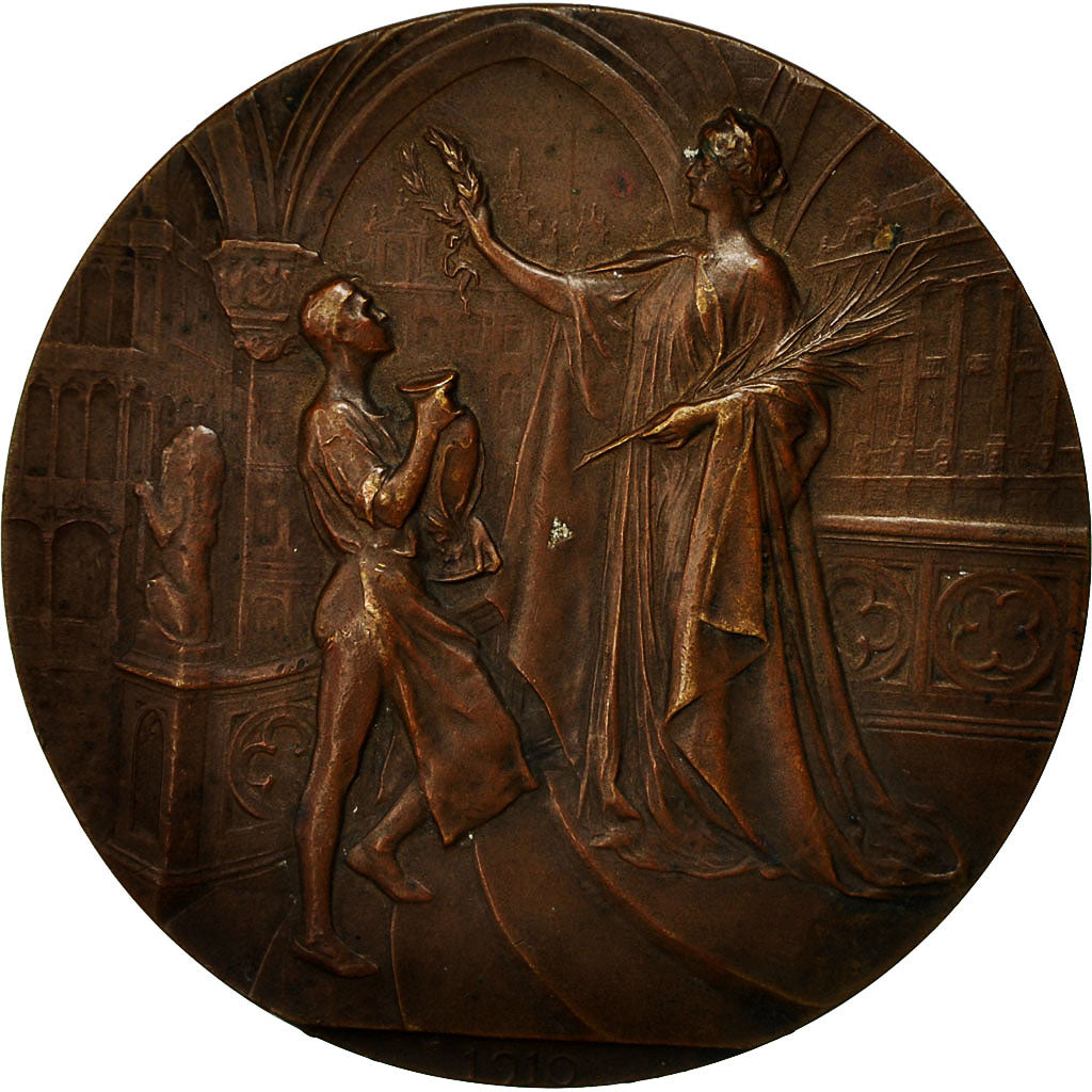 Belgia, Medal, Exposition Universelle de Bruxellles, 1910, Devreese, EF(40-45)