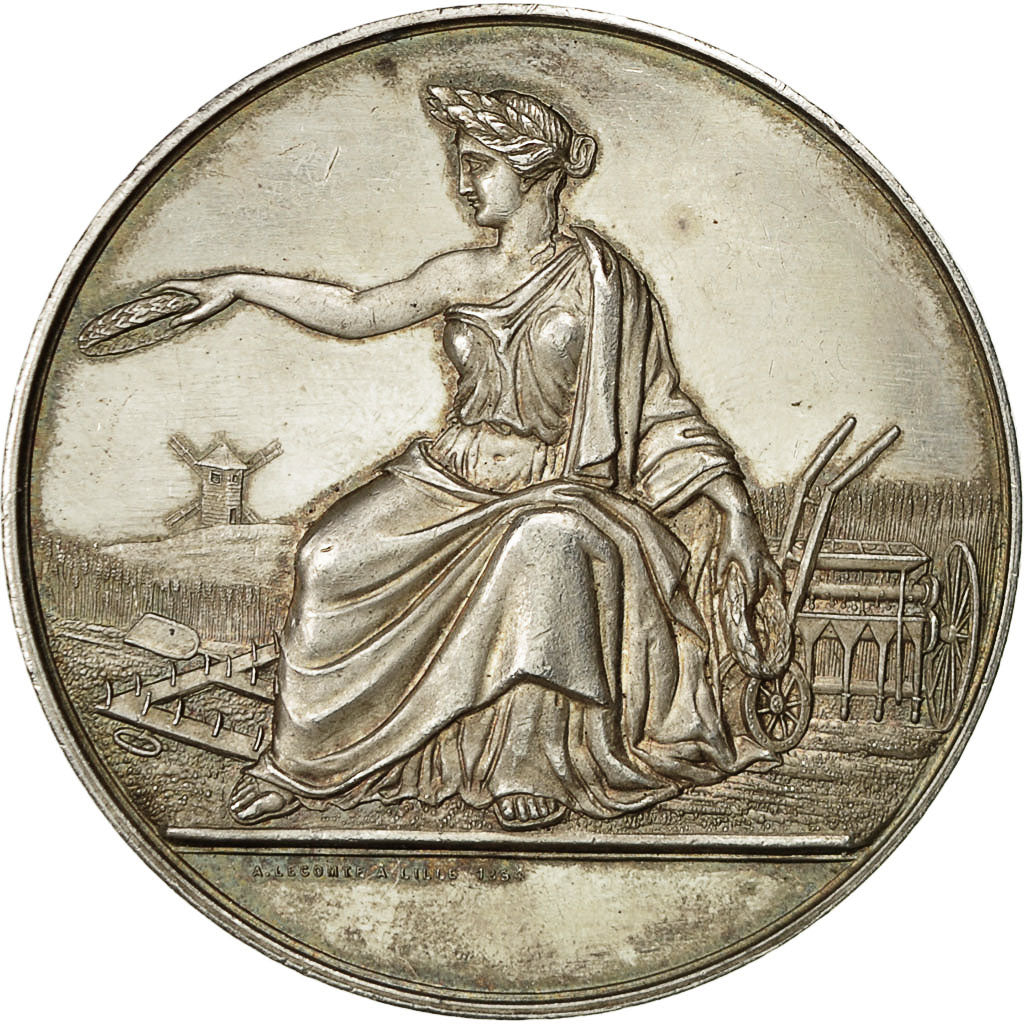 France, Médaille, Comice Agricole de l'Arrondissement de Lille, 1853, Lecomte