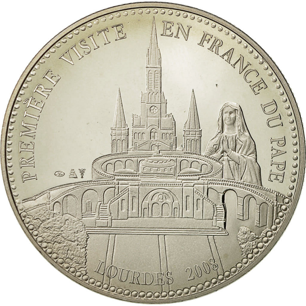 Francia, medaglia, Première Visite du Pape Benoit XVI en France, Lourdes, 2008