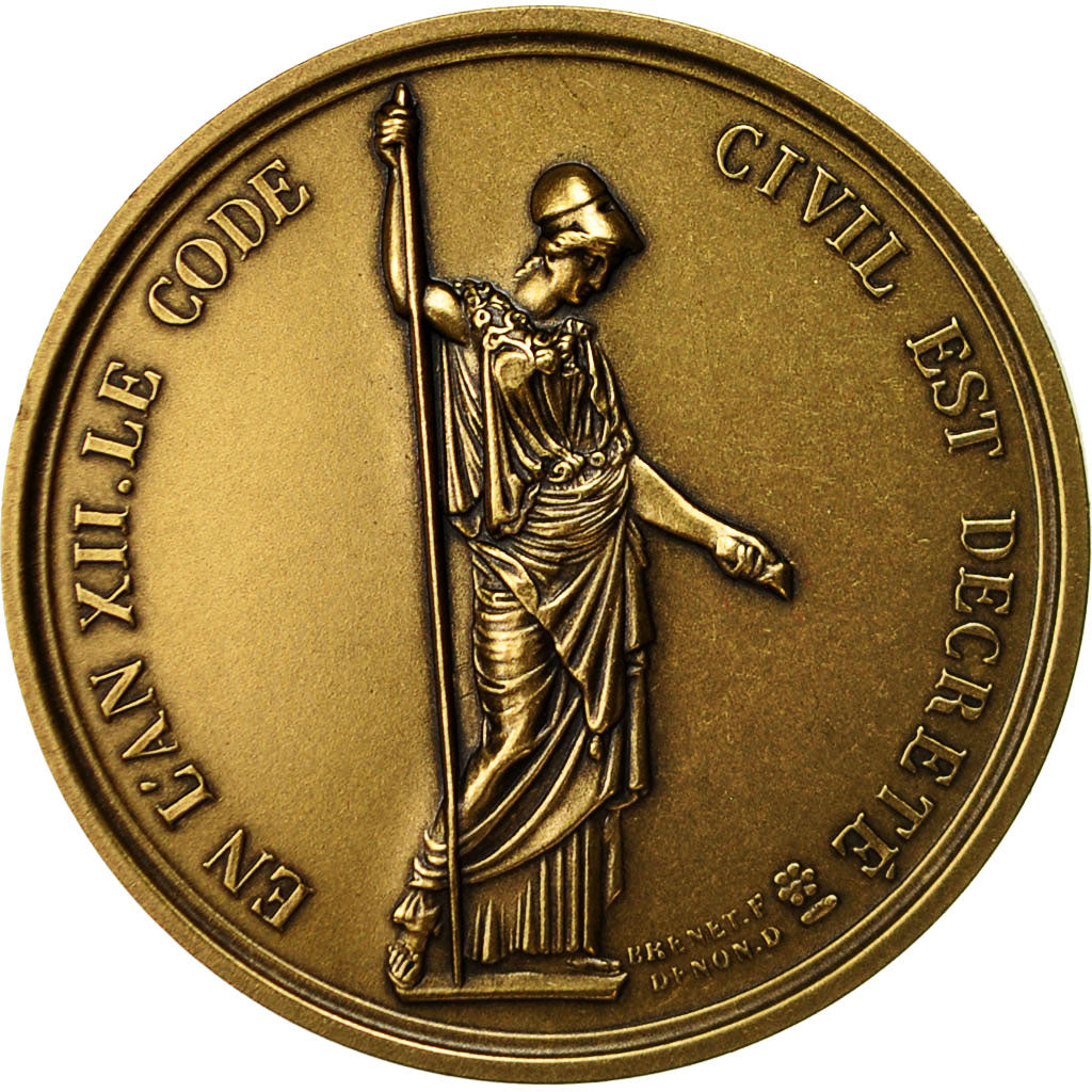 France, Medal, Napoléon Ier, En l'An XII, le Code Civil est Décrété, Denon