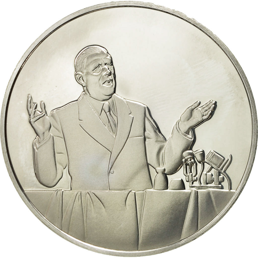 France, Medal, Les Présidents Français, De Gaulle, MS(64), Silver