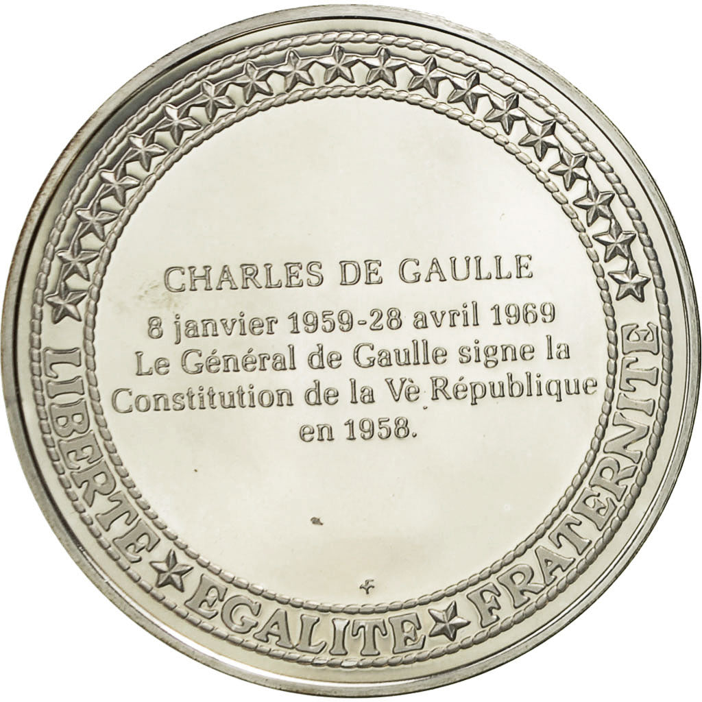 France, Medal, Les Présidents Français, De Gaulle, MS(64), Silver