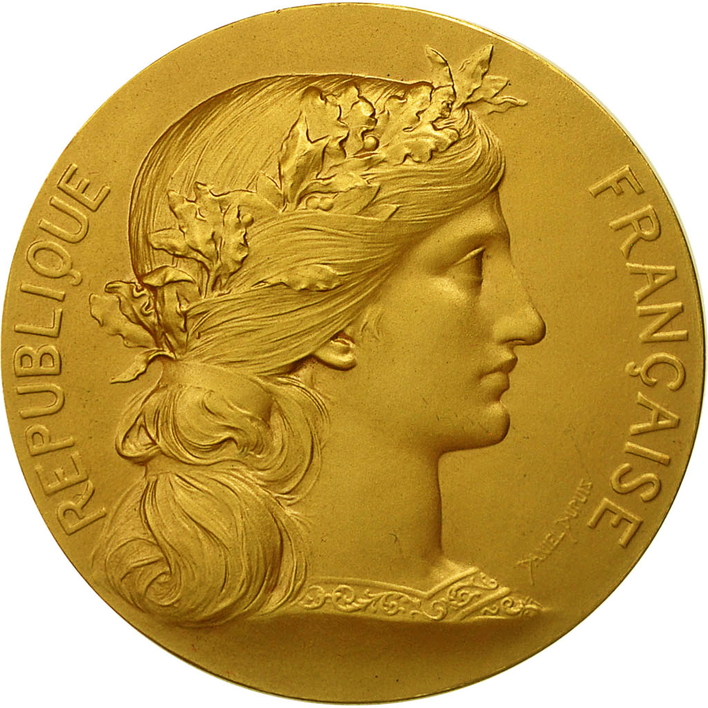 France, Medal, Marianne, République Française, Dupuis.D, MS(64), Gilt Bronze