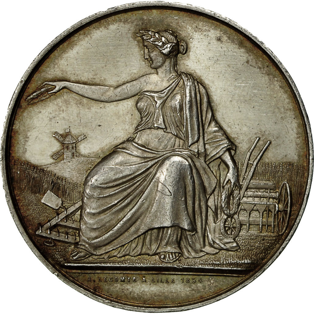 France, Médaille, Comice Agricole de l'Arrondissement de Lille, 1854, Lecomte