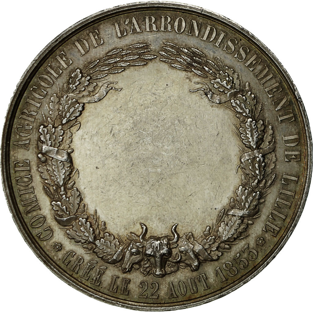 France, Médaille, Comice Agricole de l'Arrondissement de Lille, 1854, Lecomte