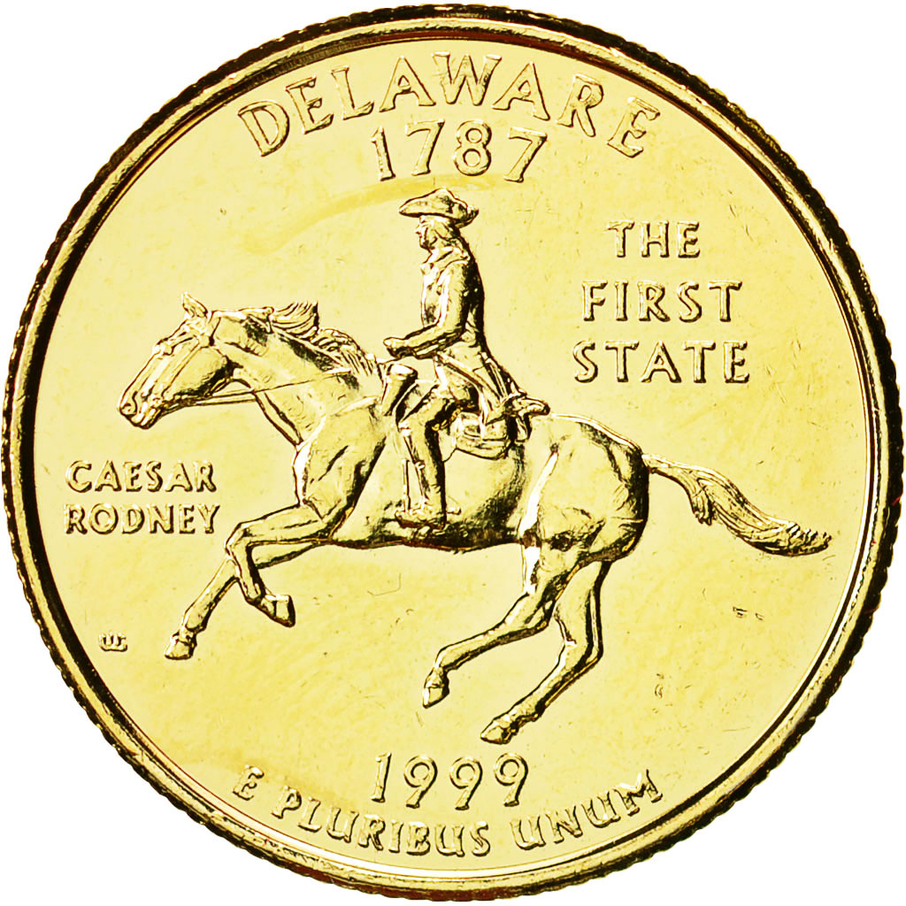 France, Médaille, Reproduction du Quarter Dollar, Delaware, 1999, SPL, Copper